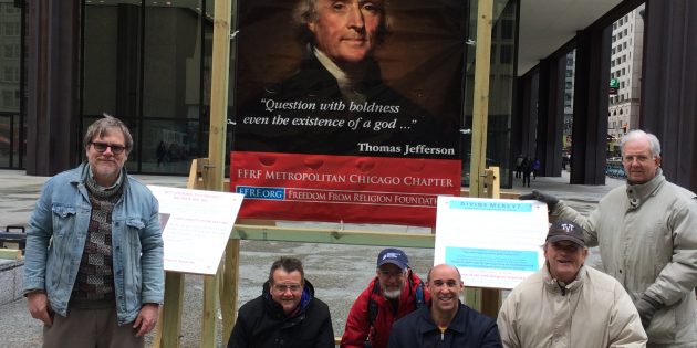 FFRFMCC Erects Annual Spring Display to Protest Catholic Prayer Shrine in Chicago’s Daley Center Plaza